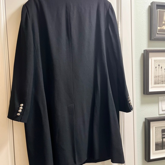 Lauren Ralph Lauren Crested Long Blazer Women 18W Black Wool US Made 3 Buttons - Picture 6 of 7